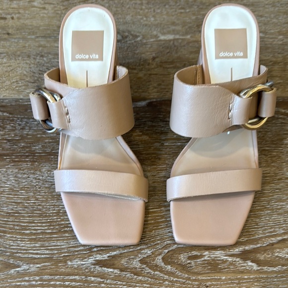 Dolce Vita Tan Block Heel Sandals - Picture 1 of 7